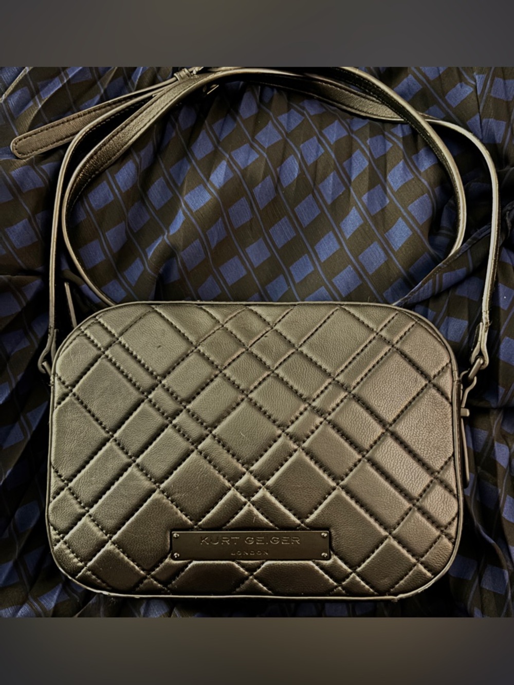 Kurt Geiger Black Quilted Leather Crossbody-Black Matte Hardware, NEW, R-$165 - Picture 2 of 14